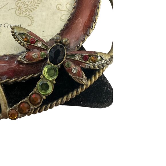 Collette et Cie Enamel Rhinestone Dragonfly Round Picture Frame 3" x 3" NEW - Picture 2 of 3